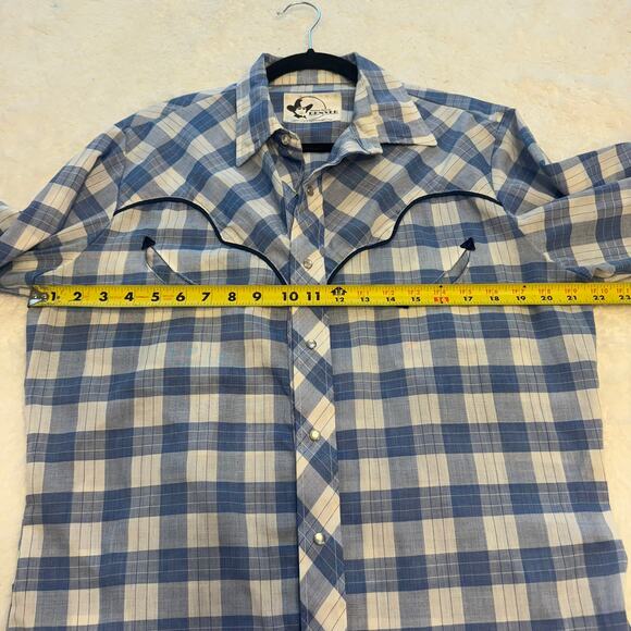 Denver Manufacturing Western Pearl Snap Button Down Plaid Long Sleeve Shirt Sz L - Picture 6 of 7